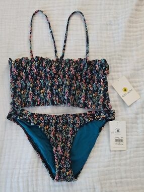 Body Glove Black Floral Bikini Top and Bottom SMALL NWT